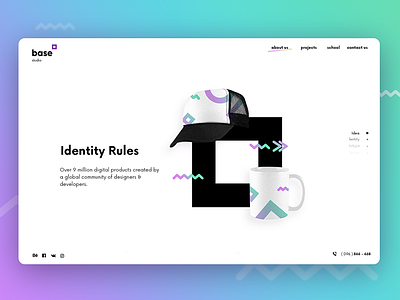 Base School armenia base studio clean first screen fresh gradient idea identity minimal slider website