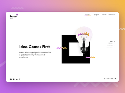 Base Studio armenia base studio clean first screen fresh gradient idea identity minimal slider website