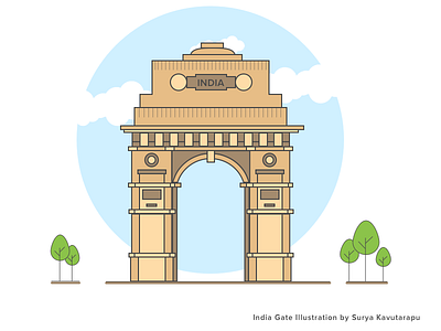 Shot 3 | Design Challenge_Design Love -India Gate art cartoon flat historicplace icon illustration indiagate indialandmark material sketch vector