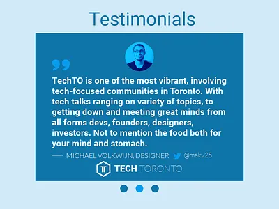 Daily UI 039 Testimonials daily ui 039 dailyui graphic design ios meetup techtoronto testimonials typography ui ui design user interface web design