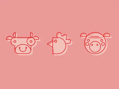 Farm Animals animals chicken circles cow farm flat icons pig