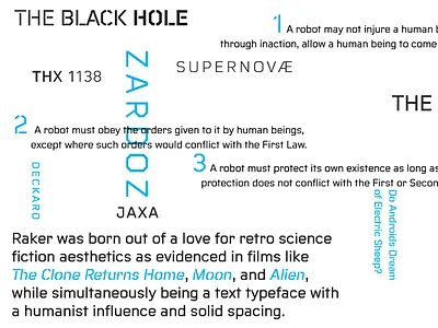 Raker font geometric jaxa nasa sci fi science fiction type type family