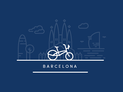 Barcelona city barcelona barna bcn bike city icons illustration sagrada familia spain