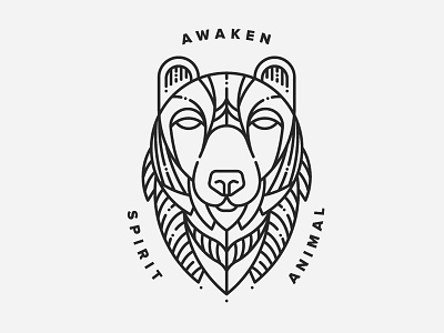 Bearly Awake animal awake badge bear line art sleep spirit animal tshirt