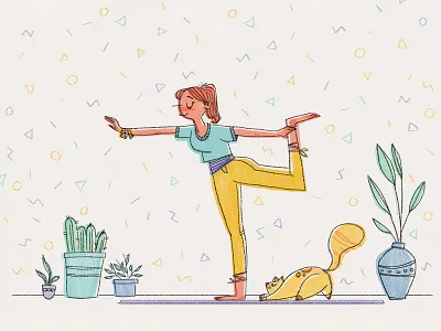 Morning Glory cat girl meditation namaste plants yoga