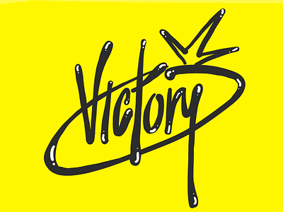 Victory illustration illustrator oil slick shiny letters typography victory yellow