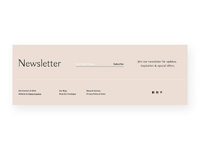 ARK Interiors Website clean fonts footer icons menu minimal newsletter pink typography ui vancouver wordpress