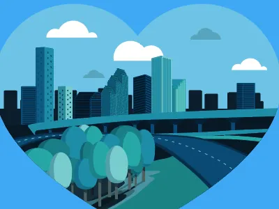 Houston Strong cityscape houston hurricane harvey illustration vector