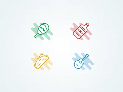 Mexican Outlined Icons blue flat four gree icons maraca mexican orange outline set taco tequila