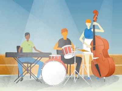 Jazz Band Gif animation bass character group guitar jazz music piano play rock texture video