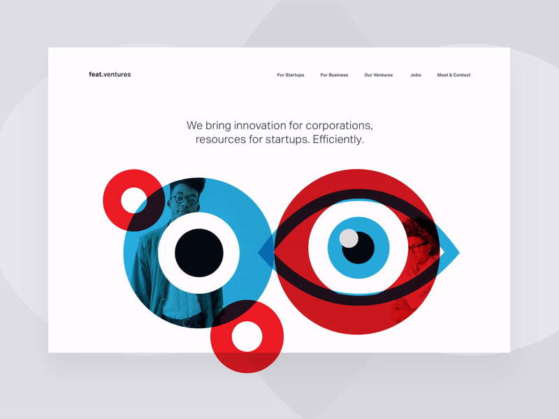 Feat Ventures – Homepage animation bauhaus blue gif landing landing page red shapes ui ux web website