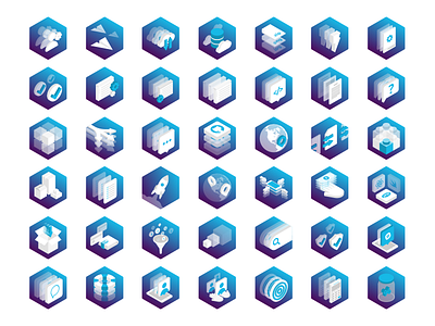 Hexicons api colourful ecommerce gradient iconography icons isometric marketing moltin product web