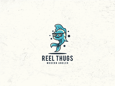 Reel Thugs redesign logo brand cool fish fishing logo logos man reel sunglass water