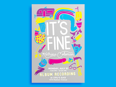 It's Fine - Poster beer butt comedy dildo funny laugh memphis poster design vector