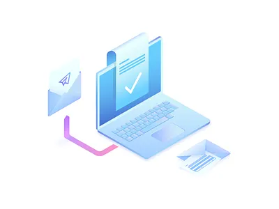 Successfully Sent email gradient icon illustration illustrator isometric laptop macbook message ui ux vector