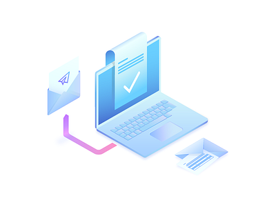 Successfully Sent email gradient icon illustration illustrator isometric laptop macbook message ui ux vector