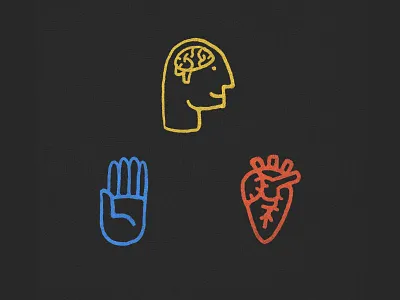 Head + Heart + Hand concept design graphic design hands head heart icons illustrate illustration