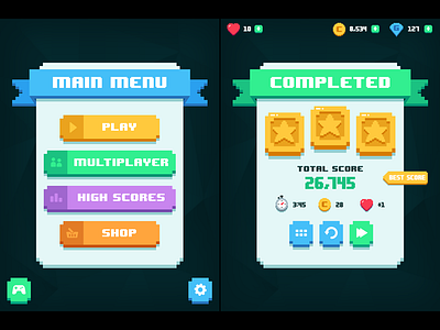 GUI for Low Poly Game 2d 3d gui interface low low poly menu pixel poly ui