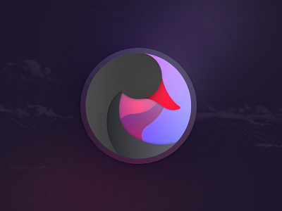 Black Swan Icon black gradient icon spiral swan vortex