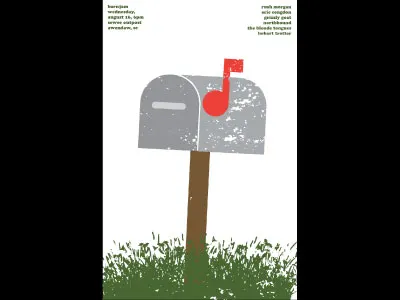 Barn Jam Aug 16 barn jam mailbox music music note rock poster
