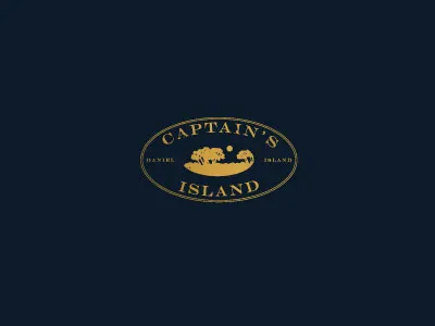 Captain's Island logo island landscape logo moon trees water