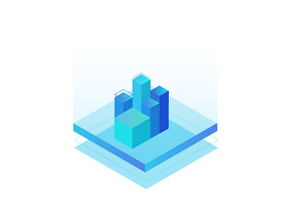 Isometric Buildings blue cute icon illustration isometric landing mobile shape ui ux vector web