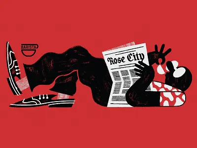 Barista Sticker coffee drawing fancy pants illustration jolby relax rose city sticker