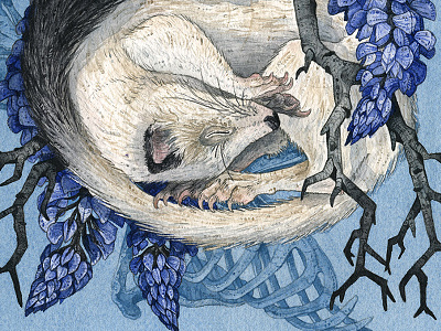 Mountain - detail 2 bones botanical illustration lizard stoat watercolor