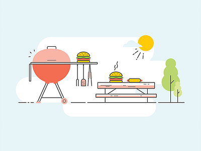 Love me some BBQ barbeque bbq burger hamburger hotdog illustrations