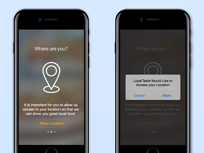 LocalTable – Onboarding (location permission) ios mobile product onboarding visual design