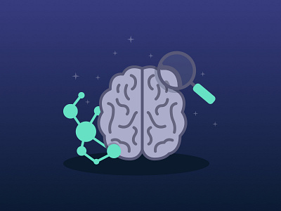 Study the Brain Illustration brain flat illustration science