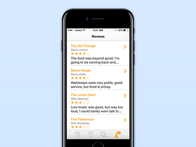 LocalTable – Reviews View ios mobile product visual design