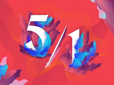 5/1 blending blue gradients ratio red typography