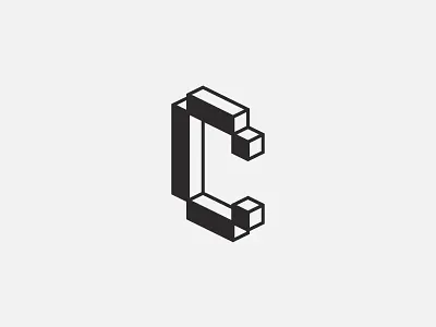 Cubed C 3d brand c construct cube identity isometric lettering logo symbol type typography