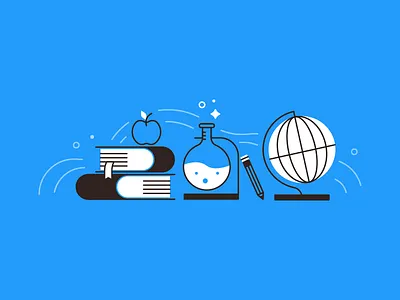 Back 2 School apple book class education globe illustration learn pencil school science