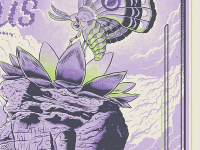 Gigposter band gig poster gigposter illustration ink moth poster purple red rocks rock texture