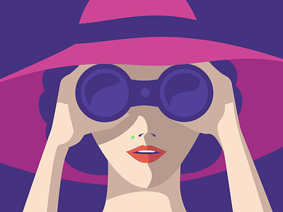 binoculars hat illustration lips retro shadow vector