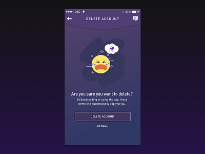 Bute Delete Account android app button delete emoji faces interface ios iphone phone purple ui