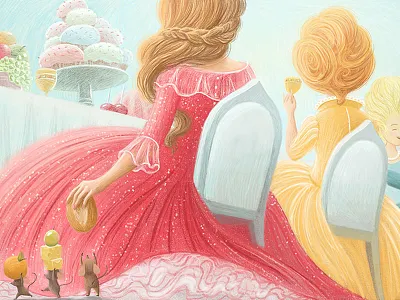 Dinner Table Scene baroque childrens book illustration childrens illustration dinner drawing illustration kidlitart kids illustration mouse