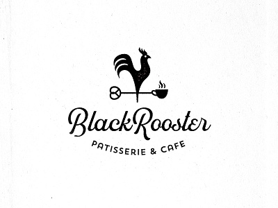 Black Rooster bakery black cafe coffee cup patisserie pretzel retro rooster vintage white