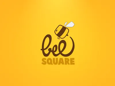 Bee Square Logo bee design games logo video