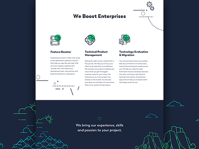 Bitcrowd Website Redesign blue columns flat green landing page line vector software ui interface web ui website