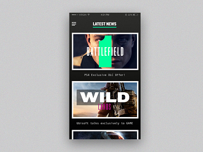 Gaming News App app branding design mobile typography ui