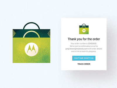 Order bag illustration moto motorola purchase success