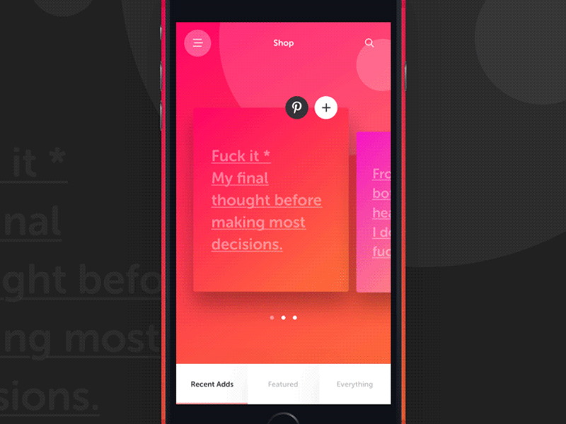 Pin to Board board design interface mobile pinterest poster share shop ui user