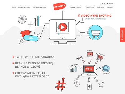 Landingpage buy e commerce flat shop tags video