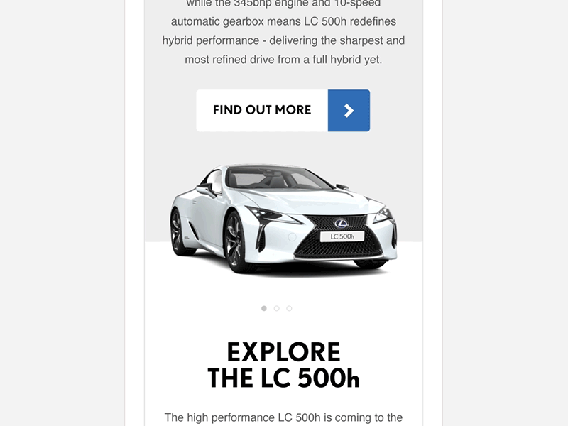 Lexus Sliding Carousel cards design email landing mobile page principle prototype sketch slider web