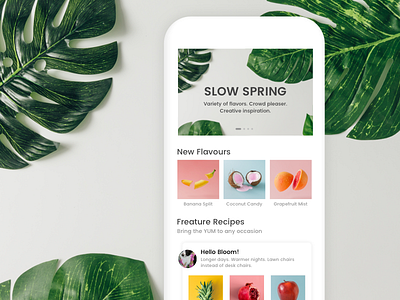 Spring Ice cream app fruit fruits green ice cream ios minimal spring ui ux white