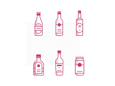 DAY015: Liquor Bottles 365daysofsomething beer beer can bottles icons line icons liquor noise texture vodka whisky wine