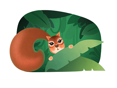 Jungle foliage green leaf squirrel